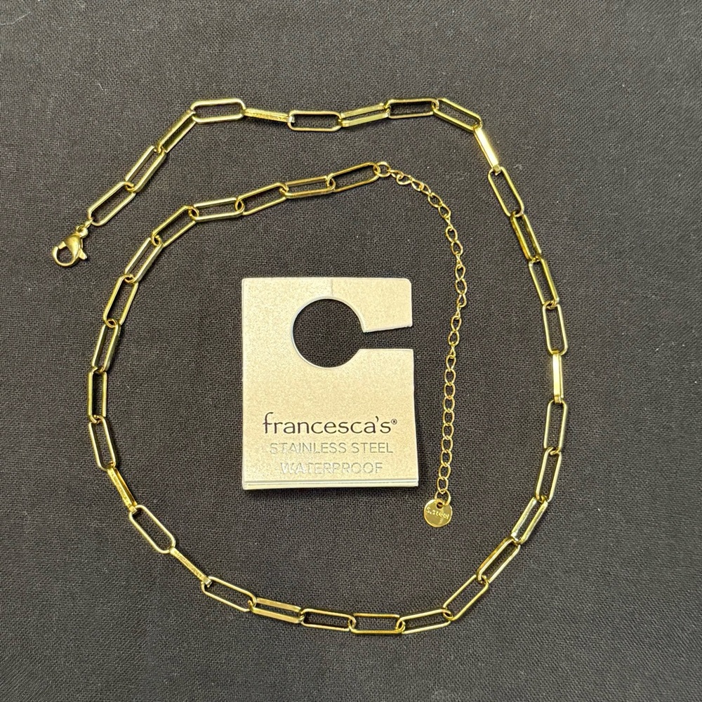 NWT Stainless Steel Gold Paperclip Link Necklace-Waterproof